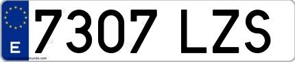 Ejemplo de matrícula española 7307 LZS