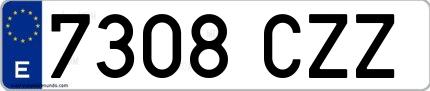 Ejemplo de matrícula española 7308 CZZ