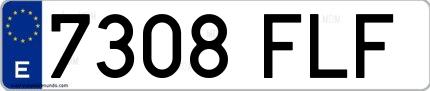Ejemplo de matrícula española 7308 FLF