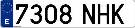 Ejemplo de matrícula de coche ordinaria 7308 NHK