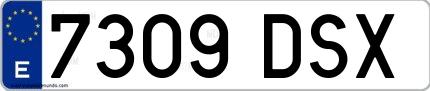 Ejemplo de matrícula española 7309 DSX