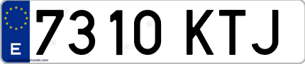 Ejemplo de matrícula de coche ordinaria 7310 KTJ