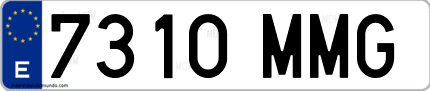 Ejemplo de matrícula de coche ordinaria 7310 MMG