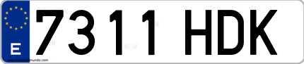 Ejemplo de matrícula de coche ordinaria 7311 HDK