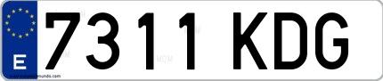 Ejemplo de matrícula española 7311 KDG