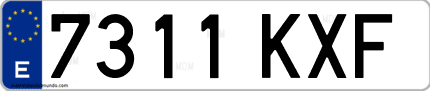 Ejemplo de matrícula de coche ordinaria 7311 KXF