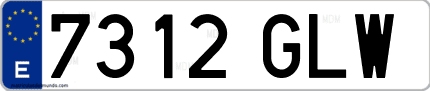 Ejemplo de matrícula de coche ordinaria 7312 GLW