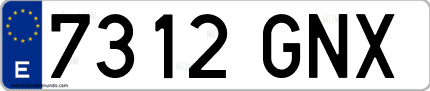 Ejemplo de matrícula de coche ordinaria 7312 GNX