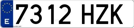 Ejemplo de matrícula española 7312 HZK