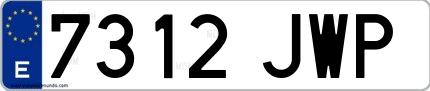 Ejemplo de matrícula española 7312 JWP