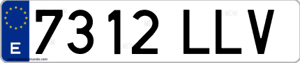 Ejemplo de matrícula de coche ordinaria 7312 LLV