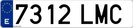 Ejemplo de matrícula española 7312 LMC