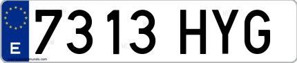 Ejemplo de matrícula española 7313 HYG
