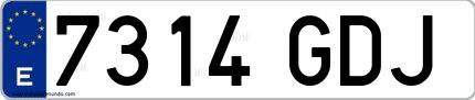 Ejemplo de matrícula española 7314 GDJ