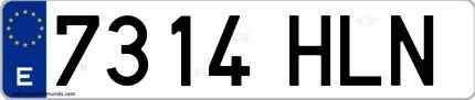 Ejemplo de matrícula española 7314 HLN