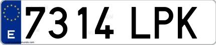 Ejemplo de matrícula española 7314 LPK