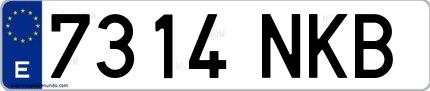 Ejemplo de matrícula española 7314 NKB