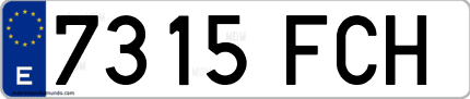 Ejemplo de matrícula de coche ordinaria 7315 FCH