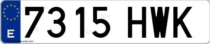 Ejemplo de matrícula española 7315 HWK