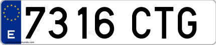 Ejemplo de matrícula de coche ordinaria 7316 CTG