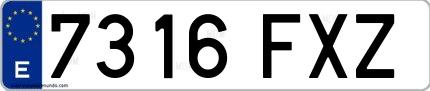 Ejemplo de matrícula española 7316 FXZ