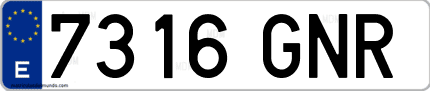 Ejemplo de matrícula de coche ordinaria 7316 GNR