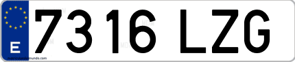 Ejemplo de matrícula de coche ordinaria 7316 LZG