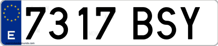 Ejemplo de matrícula de coche ordinaria 7317 BSY