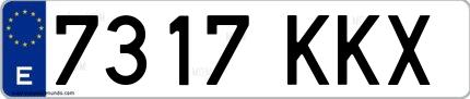Ejemplo de matrícula española 7317 KKX