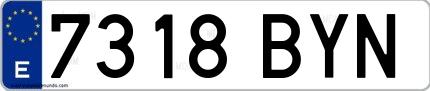 Ejemplo de matrícula española 7318 BYN