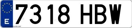 Ejemplo de matrícula española 7318 HBW