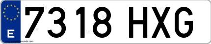Ejemplo de matrícula española 7318 HXG