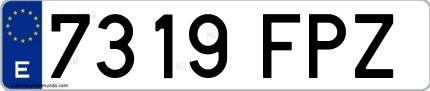Ejemplo de matrícula española 7319 FPZ