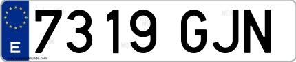 Ejemplo de matrícula española 7319 GJN