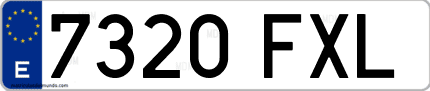 Ejemplo de matrícula de coche ordinaria 7320 FXL