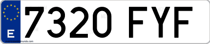 Ejemplo de matrícula de coche ordinaria 7320 FYF