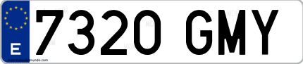 Ejemplo de matrícula de coche ordinaria 7320 GMY