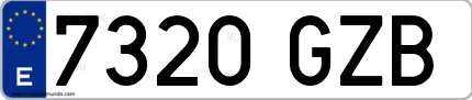 Ejemplo de matrícula de coche ordinaria 7320 GZB