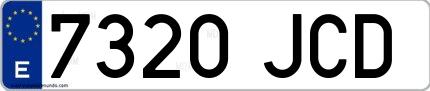 Ejemplo de matrícula española 7320 JCD