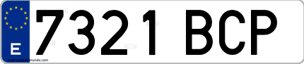 Ejemplo de matrícula de coche ordinaria 7321 BCP