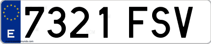 Ejemplo de matrícula de coche ordinaria 7321 FSV