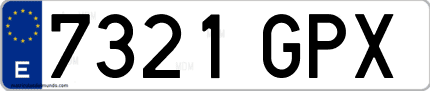 Ejemplo de matrícula de coche ordinaria 7321 GPX