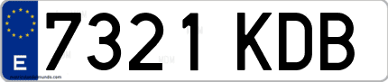 Ejemplo de matrícula de coche ordinaria 7321 KDB