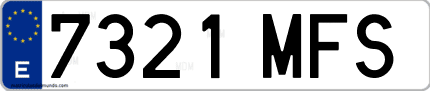 Ejemplo de matrícula de coche ordinaria 7321 MFS