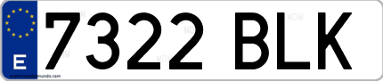 Ejemplo de matrícula de coche ordinaria 7322 BLK