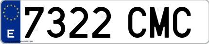 Ejemplo de matrícula española 7322 CMC
