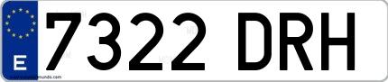 Ejemplo de matrícula española 7322 DRH