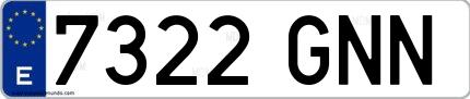 Ejemplo de matrícula española 7322 GNN