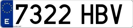 Ejemplo de matrícula española 7322 HBV