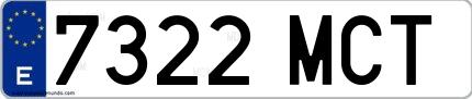 Ejemplo de matrícula española 7322 MCT